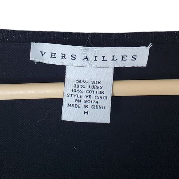 Versailles Sweater Silk Metallic Ruffle Flower Coquette Feminine Black Gold (M) - Picture 5 of 8